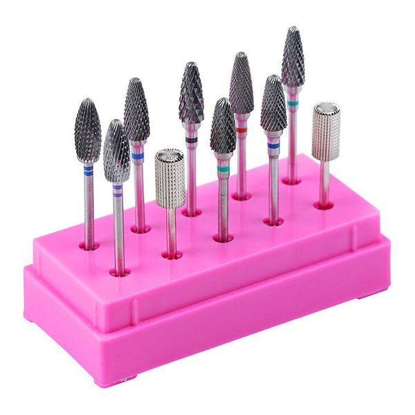 Equipamento de arte da unha 1pc acrílico broca de bit arquivos de armazenamento de bits titular de exibição de contêiner caixa de capa de manicure caixa de máquina de manicure