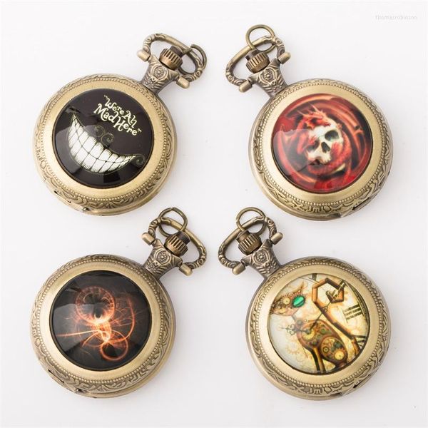 Pocket Watches 100 PCS Cadılar Bayramı Hediye Patlaması Özel Yapım Moda Kolye İzle Zinciri Kadın ve Erkekler Fob Toptan