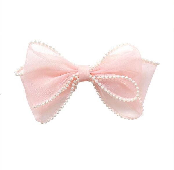 Accessori per capelli Donna Elegante Perle Nastro in chiffon Fiocco Scrunchie Cravatta Dolce Decorare Fasce Fascia per capelli Fashion Drop Delivery 2021 Baby Kids