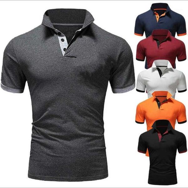 T-shirt da uomo 2023 T-shirt da uomo Camicia in cotone Maglietta a maniche corte Tinta unita Topstees Collo alla coreana Shir lungo