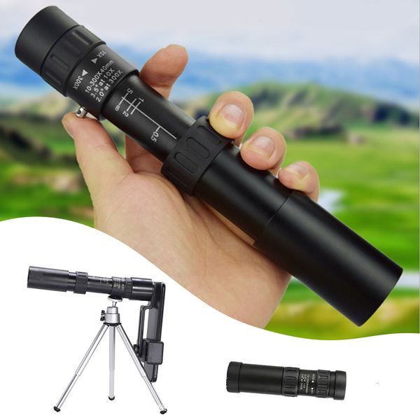 Telescópios 10 300x40 poderoso telescópio monocular BQK4 Prism Travel Professional Campo de camping ao ar livre HD Zoom Kids Adults Metal 230210