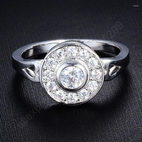 Cluster Ringe Großhandel Luxus Herz durchbohrt 925 Sterling Silber Schmuck Zirkonia Ring Mädchen Schönes Geschenk Tropfen