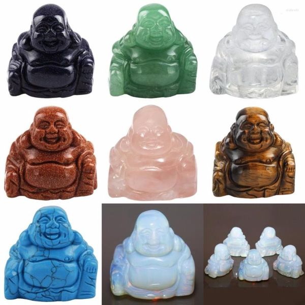 Bolsas de joias Tumbeelluwa gem pedra mão esculpida feliz buda estátua bolso de bolso de bolso esfera decoração