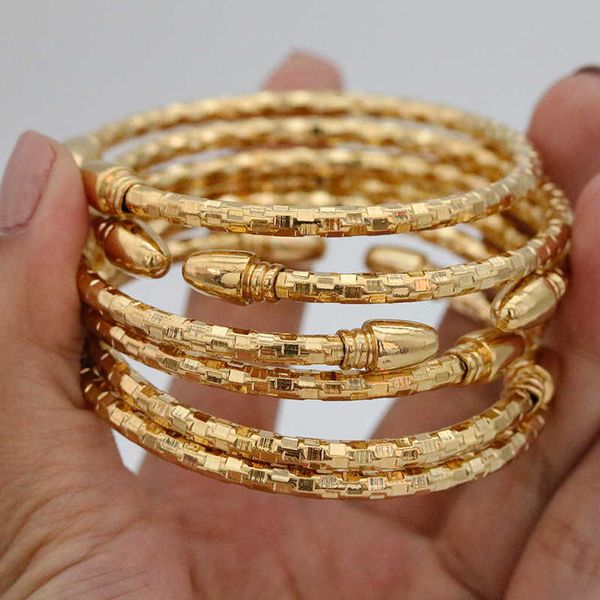Armreif 6 Stück klassisches äthiopisches 5 mm neues Dubai-Damen-Goldarmband, Partygeschenk, afrikanisches indisches Kugelarmband, Hochzeit im Nahen Osten G230210