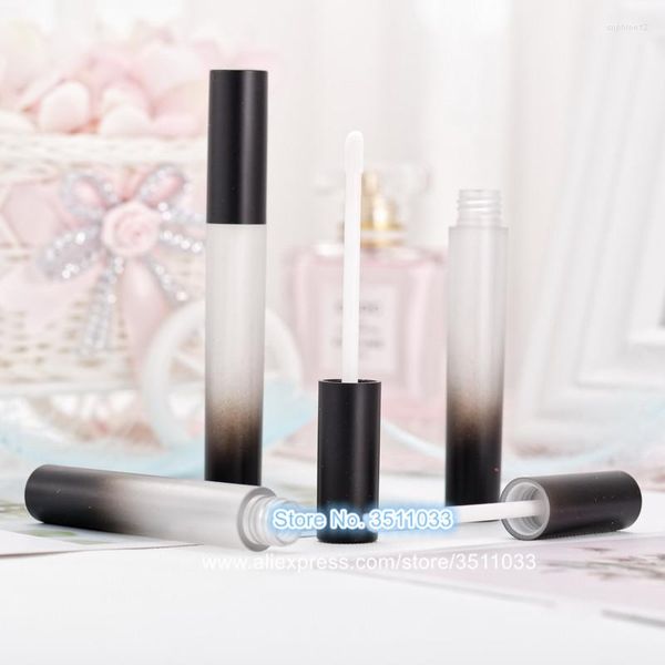 Speicherflaschen Make -up leerer gefrosteter Gradienten Lipglossröhrchen Schwarzer Deckel Plastik Lippenstift Matte kosmetische Lipgloss nachfüllbare Flasche