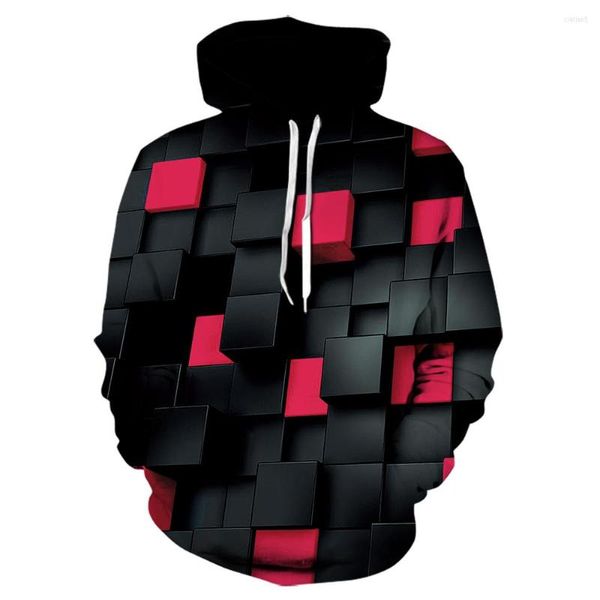 Herren Hoodies Mode Männer Hoodie 3D Cool Plaid Diamant Männer/frauen Casual Harajuku Stil Marke Schwarz Sweatshirt