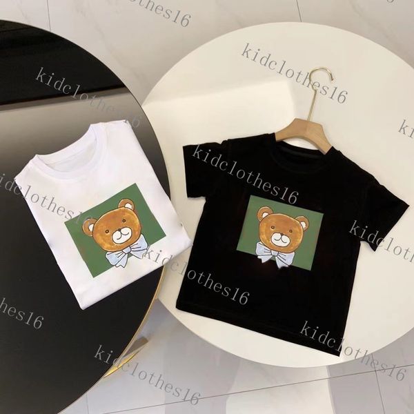 T-shirt marca di design per bambini abbigliamento per bambini ragazzi tshirt a maniche corte lussuoso ragazza vesti abiti per bambini vestiti vestiti di moda abbigliamento bianco nero con etichetta