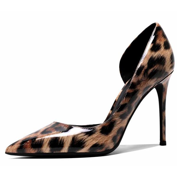 Sandals Sapatos femininos de leopardo cores de impressão elegante de moda pontiaguda dos pés altos bombas sexy bombas novas primavera outono 6cm 8cm 10cm N0118 G230211