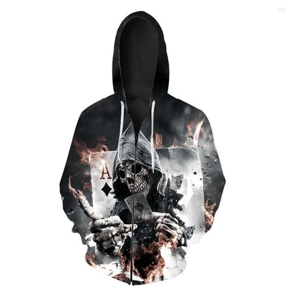 Erkek Hoodies Zip-up Hoodie 3D Yumuşak Kafatası Giysileri Kadınlar Erkek Üstler Kapşonlu Sıradan Fermuar Sweatshirts Kıyafetler Katlar Ter Fabrika