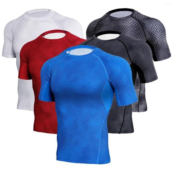 T-shirt da uomo 2023 Uomo Estate Traspirante Elevata elasticità Sport Stretto Manica corta Quick Dry Fitness Top Basket Walking Top di qualità