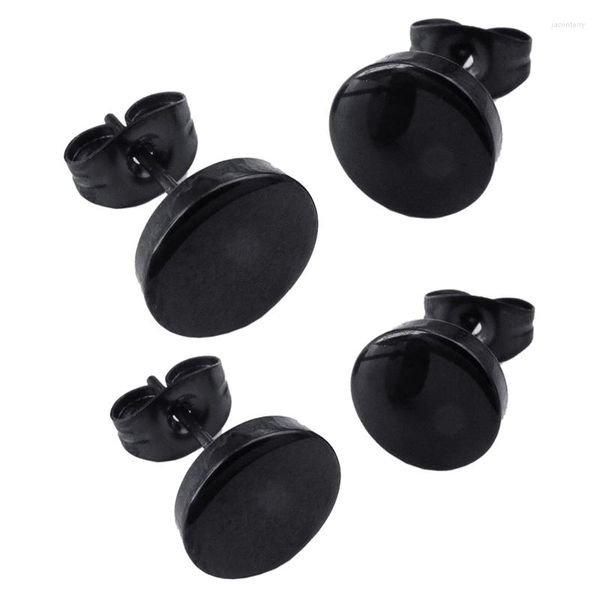 Orecchini a bottone gioielli da uomo 10 mm/8 mm cerchio orecchini a bottone 4 pezzi in acciaio inossidabile nero