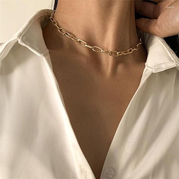 Corre as correntes Colar Chain Chain Women 2023 Vintage Simples Gold Color Link Cheker para Presente de Jóias