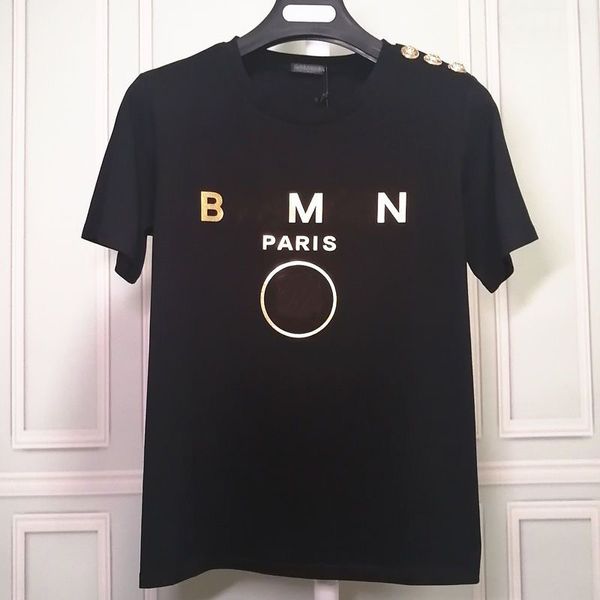 Fransa Erkek T shirt Baskılı Moda adam metal düğme T-shirt En Kaliteli Pamuk Rahat Tees Kısa Kollu Lüks Hip Hop Tasarımcı Streetwear paris Tişörtleri