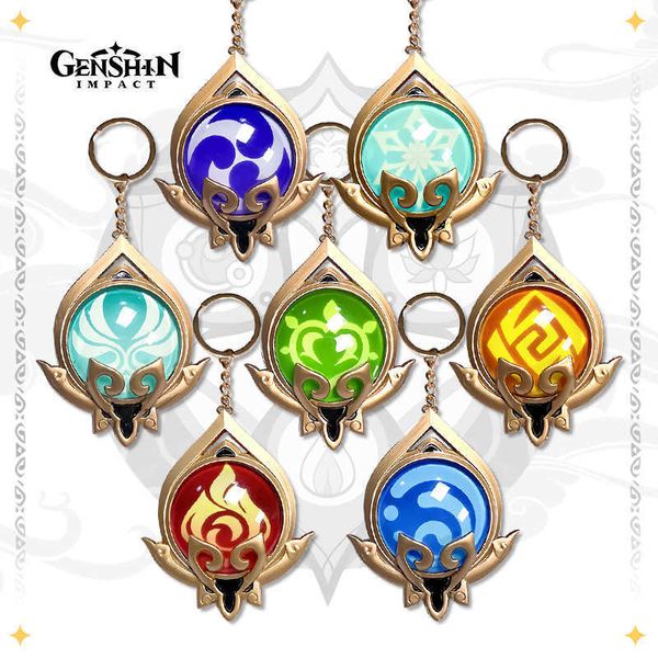 Portachiavi Gioco Genshin Impact Vision Cosplay Xiao Kazuha Venti Portachiavi Luminoso 7 Elementi Armi Eye Of Original God Portachiavi Accessori G230210