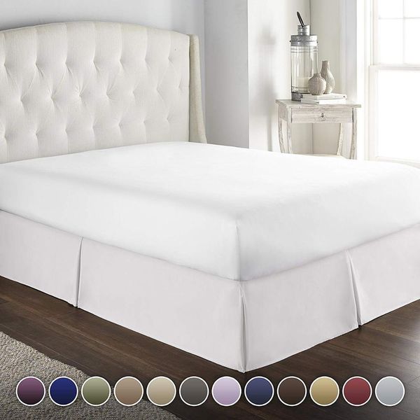 Saia de cama confortável saia de cama de mancha macia com desbotamento de tecido resistente a rugas -15 polegadas de altura de altura lençóis 230211
