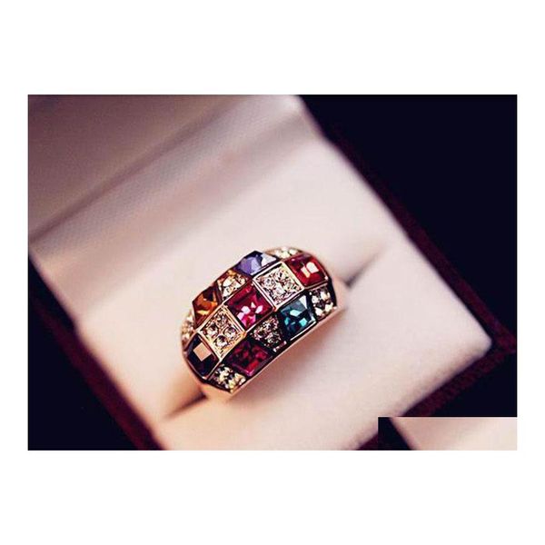 Кольца с кольцами обручальные моды имитация симфония роскошные благородные кольцо женские модели фабрика прямой хрустальный каплей ювелирные украшения dhu6y