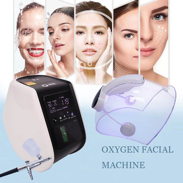 Oxygen Jet Face Therapy Mask Dome O2Toderm Oxgen Dome Spray Aqua Skin Oxigen Led Light Therapy Jet Peel Machine