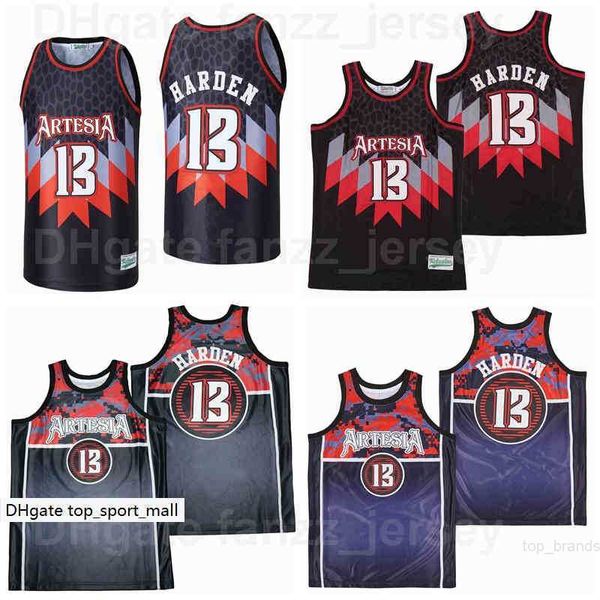 Film Artesia High School James Harden Trikot 13 Herren Basketball DIGI CAMO ALTERNATE Atmungsaktives HipHop Teamfarbe Schwarz Marineblau Sporthemd Uniform