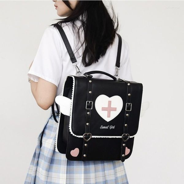 Bolsas escolares mochila de estilo japonês fofo para garotas kawaii saco uniforme de uniforme de viagem pequena asas de paypack sweet bolsa
