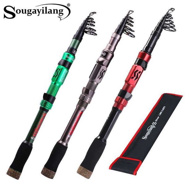 Tekne Balıkçılık Çubukları Sougayilang Fishing Rod 1830m Teleskopik Taşınabilir Dönen Kutup Ultralight Karbon Fiber Alabalık Açık Hava Spor Balıkçılık Takımı J230211