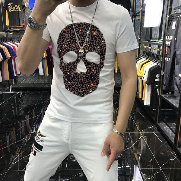 Camisetas masculinas Summer Summer confortável e macio masculino de camisetas Super Skull Skull Manga curta XL Top