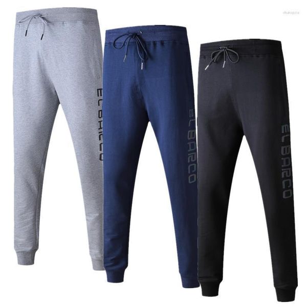 Calças masculinas El Barco Autumn Cotton Men Casual Letra descolorida longa calça de moletom preto machos azuis cinza macio marceneiros calças drak22