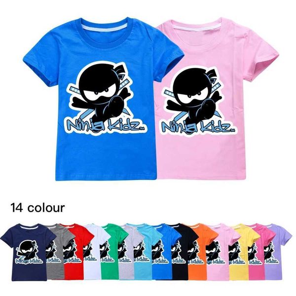 T-Shirts Yeni Erkek Tişörtler Çocuk Yaz Ninja Kidz Baskılı T-Shirt Teen Komik Harajuku Moda Top Girls Giyim Pamuk Tee 2-16 Yıl T230209