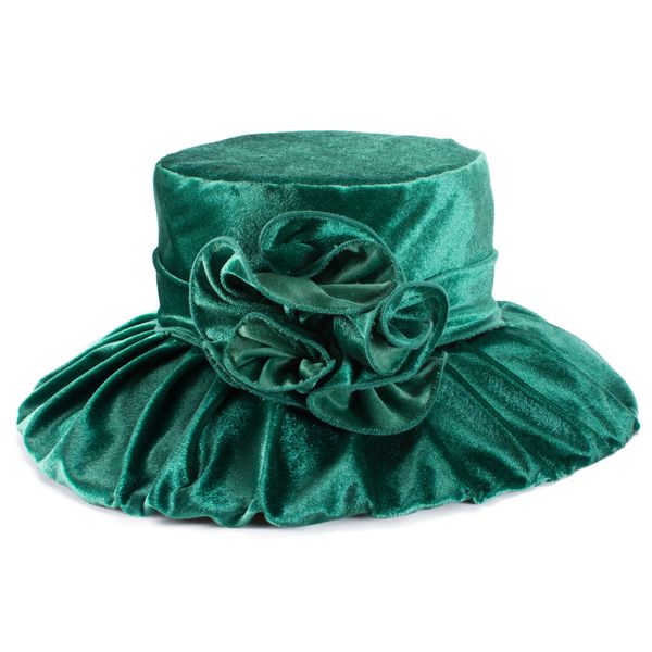 Cloches Lawliet Winter-Sonnenhut für Damen, Fedora, elegant, fester Samt, Blumenbesatz, Damenhut, Winter, Damen, Hochzeitskleid, Kirchenhut, A389 230210