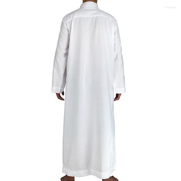 Abbigliamento etnico Qatar National Costume Man White Long Maglia Muslim's Muslim's Abes Medio Oriente in piedi Collar tradizionale più dimensioni