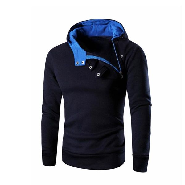 Felpe con cappuccio da uomo Felpe Sport Uomo Felpa con cappuccio slim fit color block con cerniera obliqua