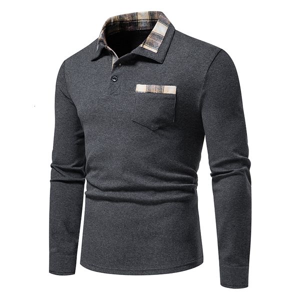 Männer Polos Männer Hemd Mode Langarm Business Social Männlich Einfarbig Button-Down-Kragen Arbeit Weiß Schwarz Tops Tees 230211