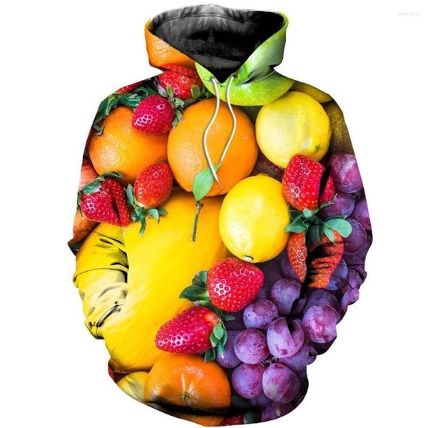 Felpe con cappuccio da uomo PLstar Cosmos Fruits Strawberry Grape Orange 3d Felpe/camicia/Felpa Inverno Autunno Harajuku Manica lunga Streetwear