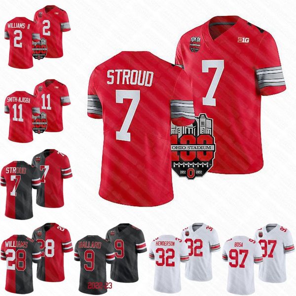 100ª camisa de futebol do estado de Ohio njigba Buckeyes C.j. Camisa Stroud Dallan Hayden Miyan Williams Dawand Jones Emeka Egbuka Treveyon Henderson Harrison Jr Tuimoloau