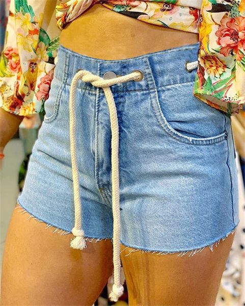 Jeans Short Shorts Lace-up calças de três peças esfarrapadas calças quentes sexy jeans 9053