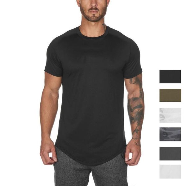 Koşu Şort Camo Spor Gömlek Erkekler Kısa Kollu Egzersiz Salonu T-Shirt Vücut İnşa Slim Fit Spor Salonu Erkek Yaz Fitness Tops