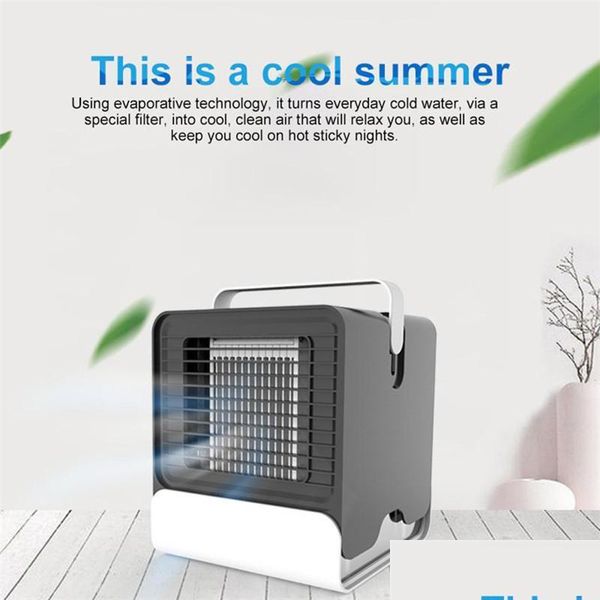 Gadget sanitari Mini dispositivo di raffreddamento dell'aria Desktop Ventilatore portatile Condizionatore USB Umidificatore a ioni negativi Purificatore con consegna a goccia di luce notturna Dht7F