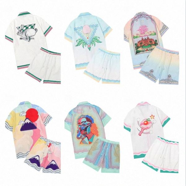 Casablanc-s Designer-Herren-T-Shirts, Masao San Print, Uni-Hemd, lockeres Damen-Seidenhemd, kurze Ärmel, Luxus-T-Shirt, T-Shirts, lockere Größe