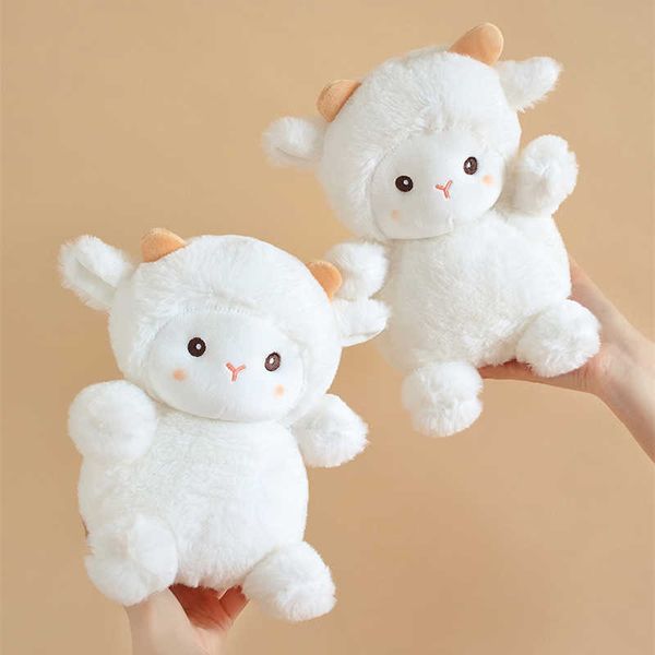 Doux mouton blanc jouets en peluche mignon bébé apaiser poupée en peluche dessin animé Animal compagnon de couchage oreiller Kawaii chambre lit décor cadeau