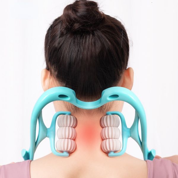 Подушка шеи массажер-терапия шея и плеча с двойным триггерным роликом, инструмент для самостоятельного массажа облегчает давление вручную 230211