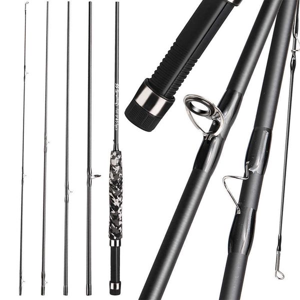 Barras de pesca de barco Sougayilang 5# haste de pesca com mosca Ultra portátil 5 Seção Rod de fibra de carbono grafite EVA Handle Travel Haste Fly Pesca J230211