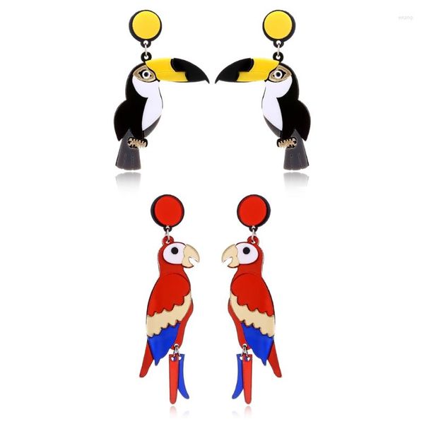 Baumelnde Ohrringe JAVRICK Niedlicher Papagei Tropfen für Frauen Punk Hip Hop Tier Vogel Trendy Ohrschmuck