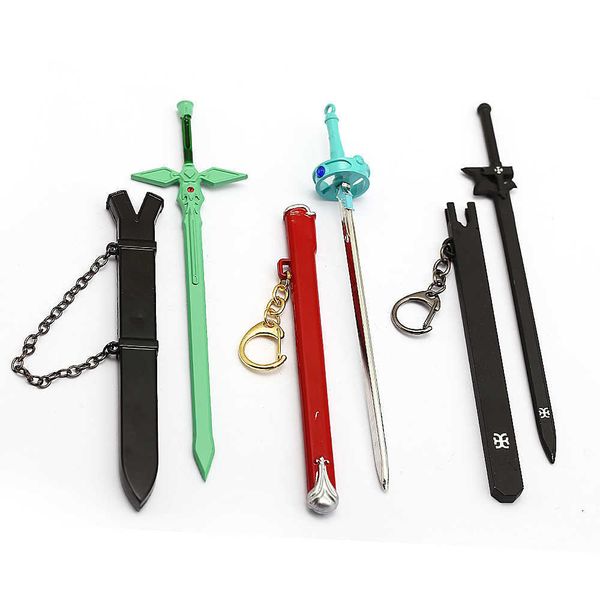 Schlüsselringe SAO Sword Art Online Schwert Schlüsselanhänger Metall Tung Menschen Asuna Kirito Schlüsselanhänger Halter Männer personalisierte Chaveiro Anime Schlüsselanhänger G230210