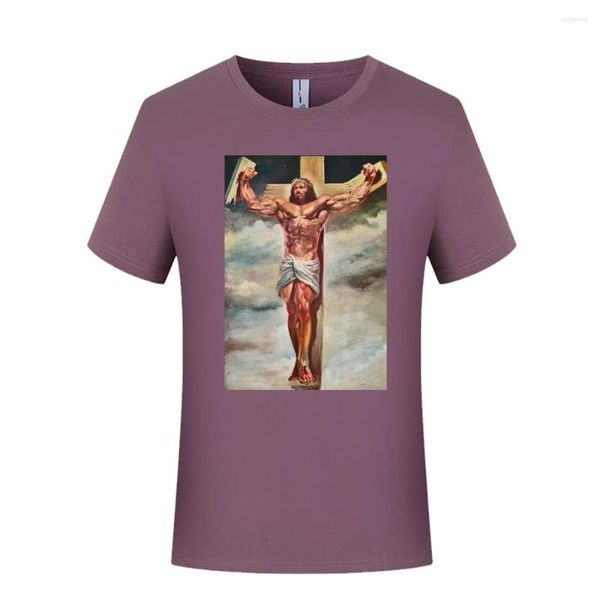 Männer T Shirts Muscle Jesus Christus Klassisches T-Shirt Männer Kreuz Ostern Hemd Männlich Übergroße Digitale Festival T-shirts Homme