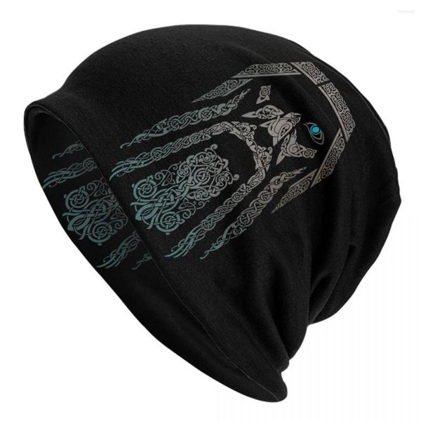 Berretti Odin Viking Valhalla Son Of Skullies Berretti Berretti Streetwear Inverno Caldo Cappello lavorato a maglia Unisex Adulto Norse God Bonnet Cappelli