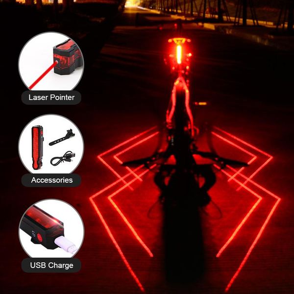 Luci per bici Ciclo intelligente Fanale posteriore per bicicletta intelligente Fanale posteriore per ciclismo IPX5 Accessori per lampada a LED con carica USB impermeabile