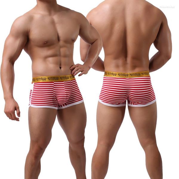 Unterhosen 3 stücke Xiangyun Gelb Gestreifte Unterwäsche Männer Boxer Marke Baumwolle U Konvexen Beutel Atmungsaktive Shorts Calzoncillos Hombre