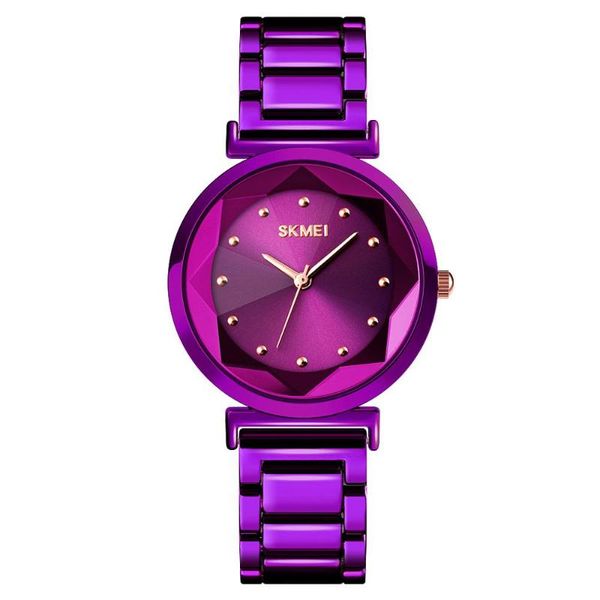 Orologi da polso SKMEI Magnete Fibbia Orologio al quarzo da donna creativo Vetro 3D Maglia inossidabile Oro rosa Polso da donna Relogio Feminino di lusso