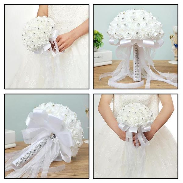 Dekoratif Çiçek Çelenkleri Düğün Sahte Gelin Buketleri Nedime Gül Lily Hyrangea Vadisi Beyaz Malzemeler Merkez Parçası Yapay