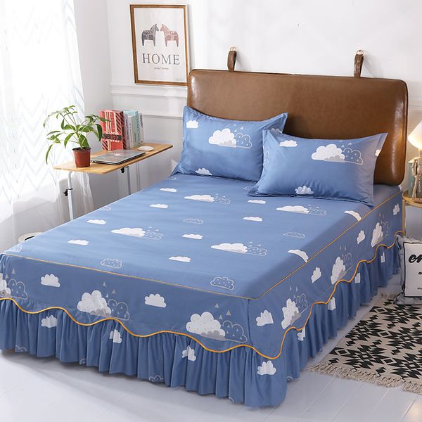 Saia de cama princesa com cama de cama de cama de cama caseira capa de colchão de cama impressa saia anti-lampe capa de cama lençóis picada king size size 230211