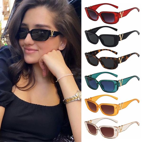 Eyewear ao ar livre American Small Sun Sun Glasses UV400 Moda vintage de rua da tendência de luxo com V Shape Design Women Men Eyewearou